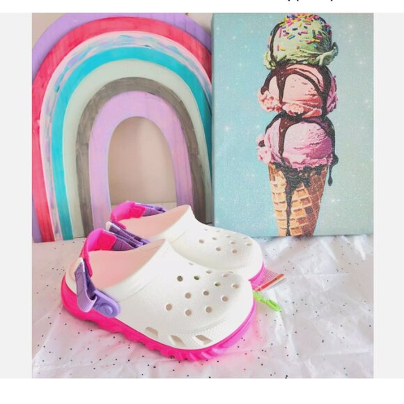 Crocs Kids Duet Max II Clog K white/pink crush size  J3, J5, J6 - Picture 2 of 12